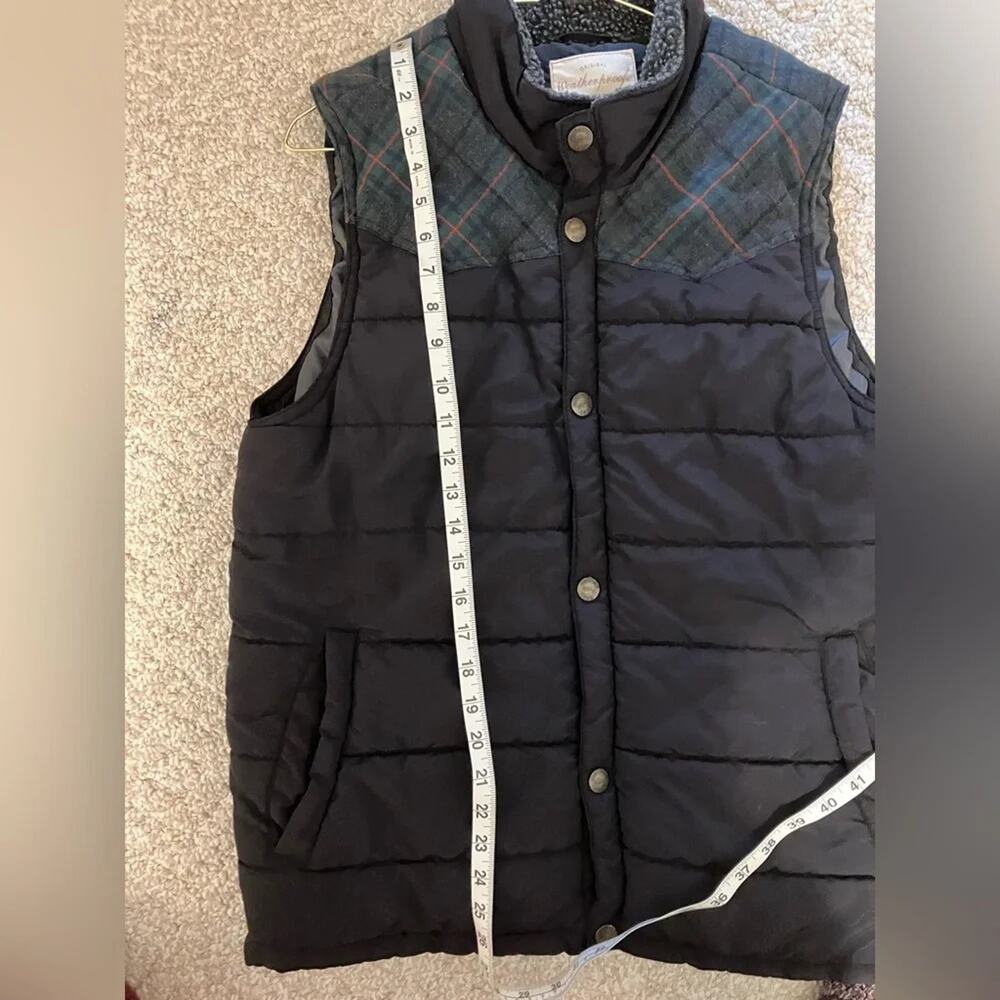 Weatherproof Vintage Mens Puffer Vest Medium Black Plaid Cabincore Outdoor - Picture 9 of 9